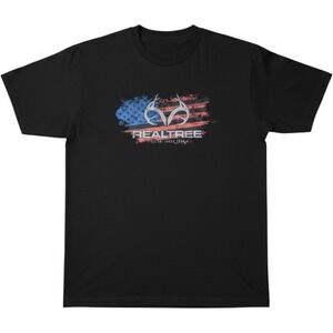 NWT Realtree Men's XL American Flag Antler Logo Graphic‎ T-Shirt Black XL New